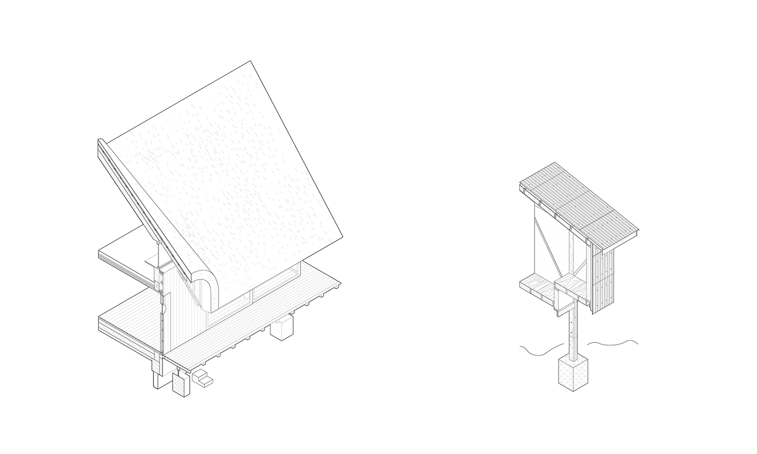 Isometric drawings of biobased constructions