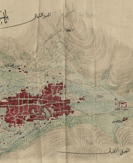 Old map showing Nablus, Palestine