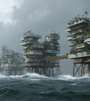 Rendering: Arkitekturmodeller på ben i vand