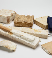 Samples of fiber-based materials in various shapes, colors, and textures.