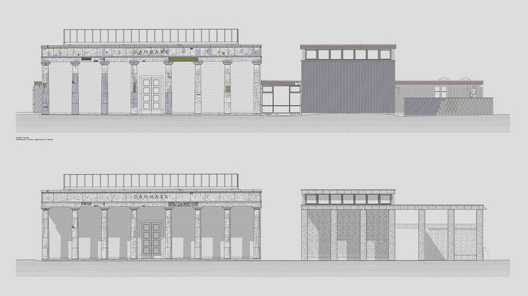 Arkitekturtegning af bygning