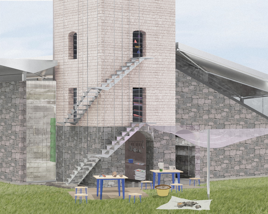 Render View: Exterior Clay-making Area