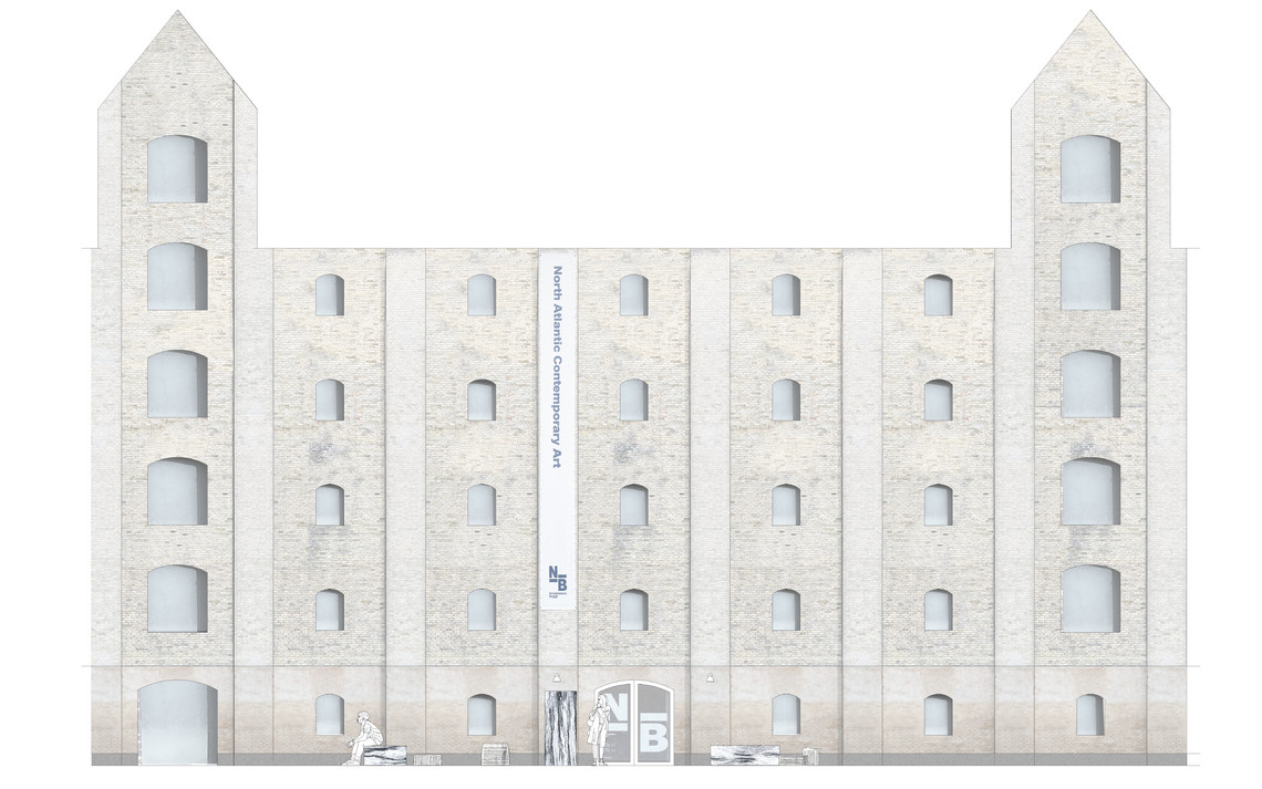 Elevation, marble blocks by the entrance to Nordatlantens Brygge