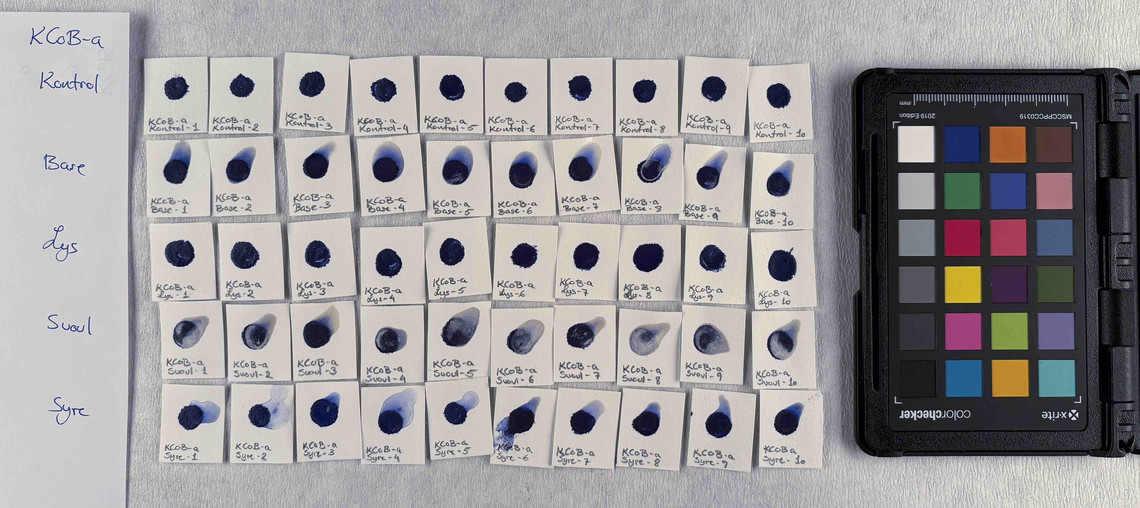 Cobalt blue in concentration a, after treatment