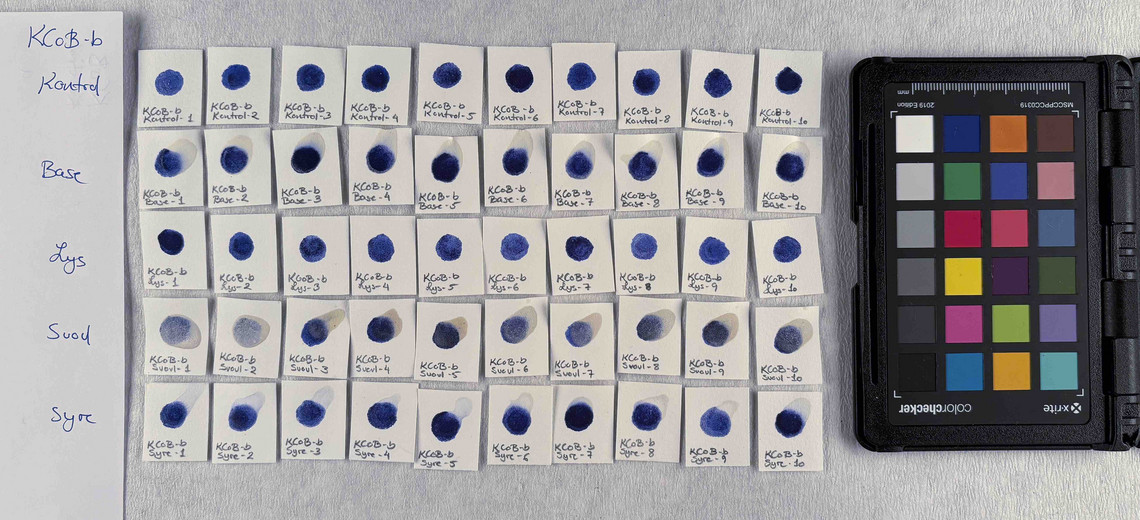 Cobalt blue in concentration b, after treatment