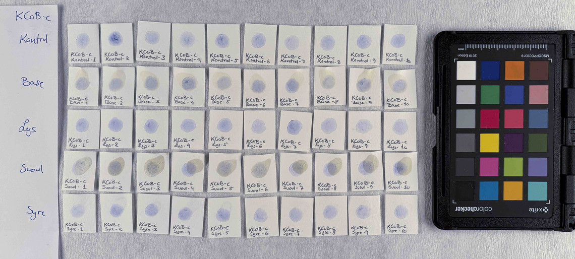 Cobalt blue in concentration c, after treatment