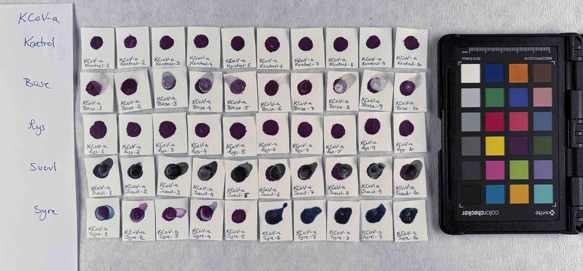 Cobalt violet in concentration a, after treatment