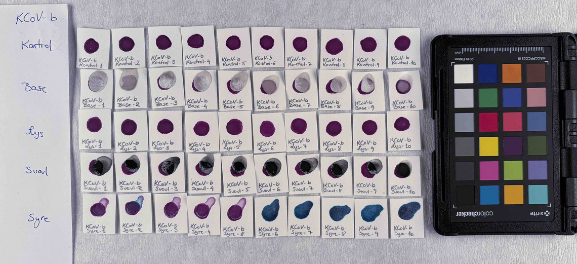 Cobalt violet in concentration b, after treatment
