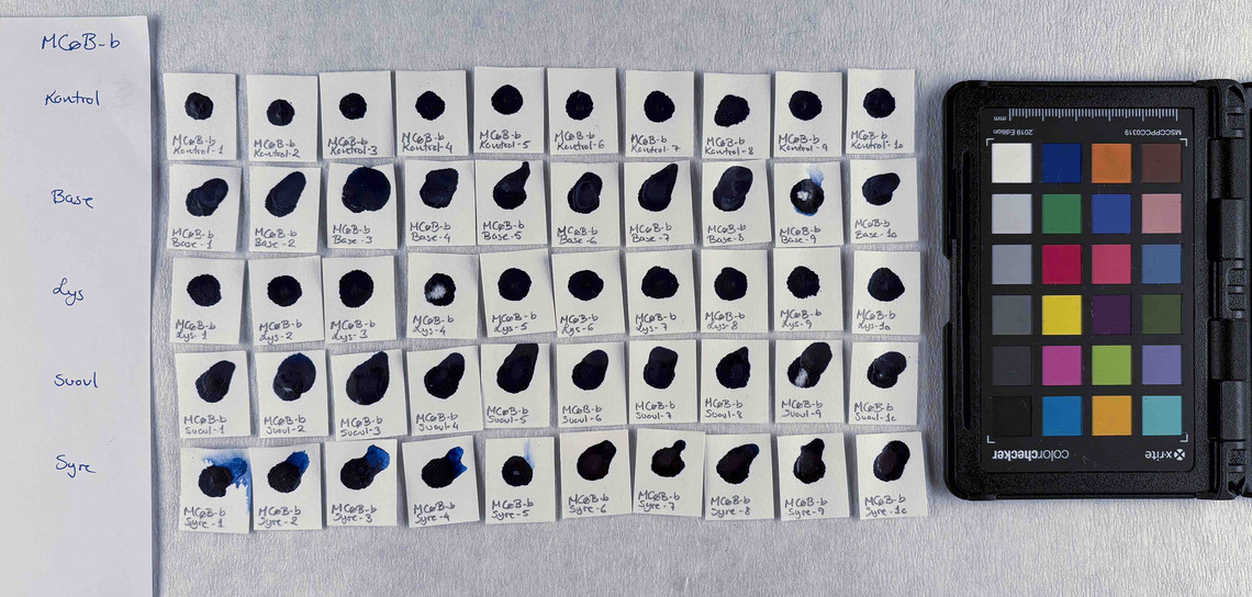 Cobber phthalocyanine blue in concentration b, after treatment
