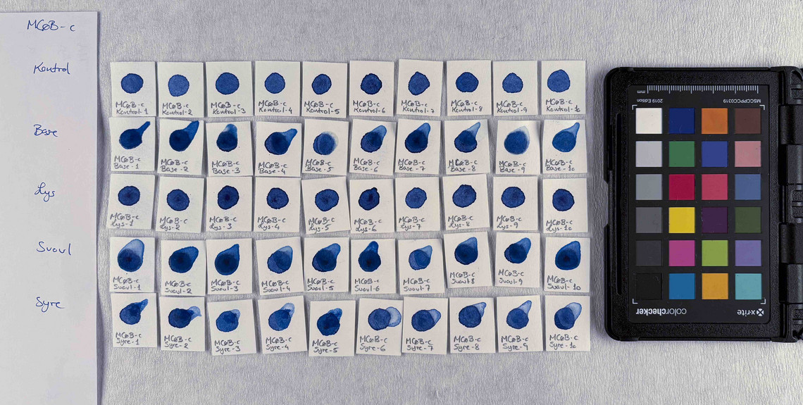 Cobber phthalocyanine blue in concentration c, after treatment