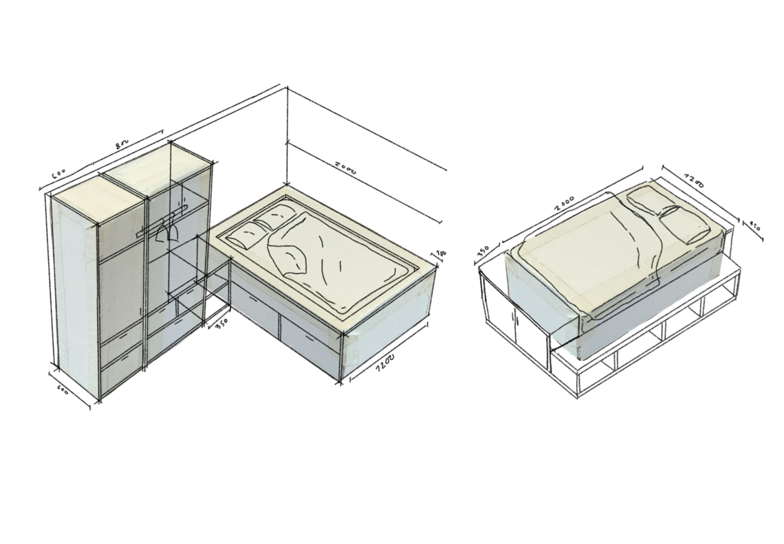 Furniture sketch - Multipurpose bed