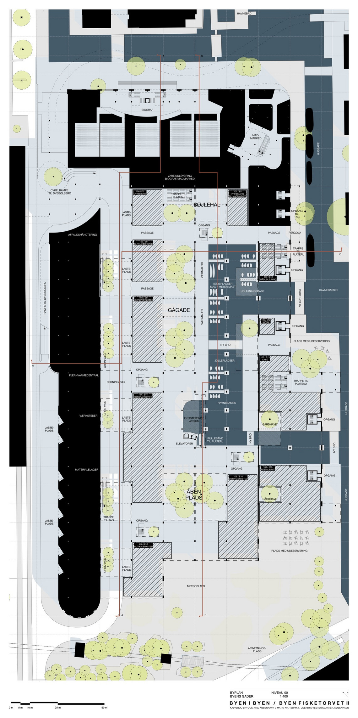 Byplan / Niveau 00 – Byens gulv (1:400)