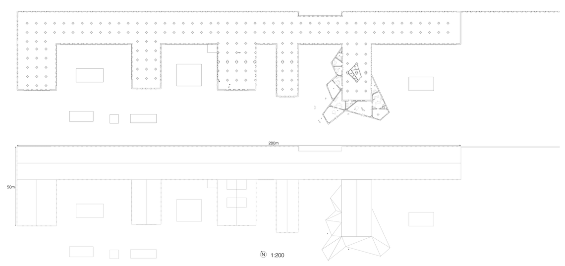 The first-floor plan section presents the building in its entirety, showing the arrangement of the sound rooms and their integration within the overall plan.