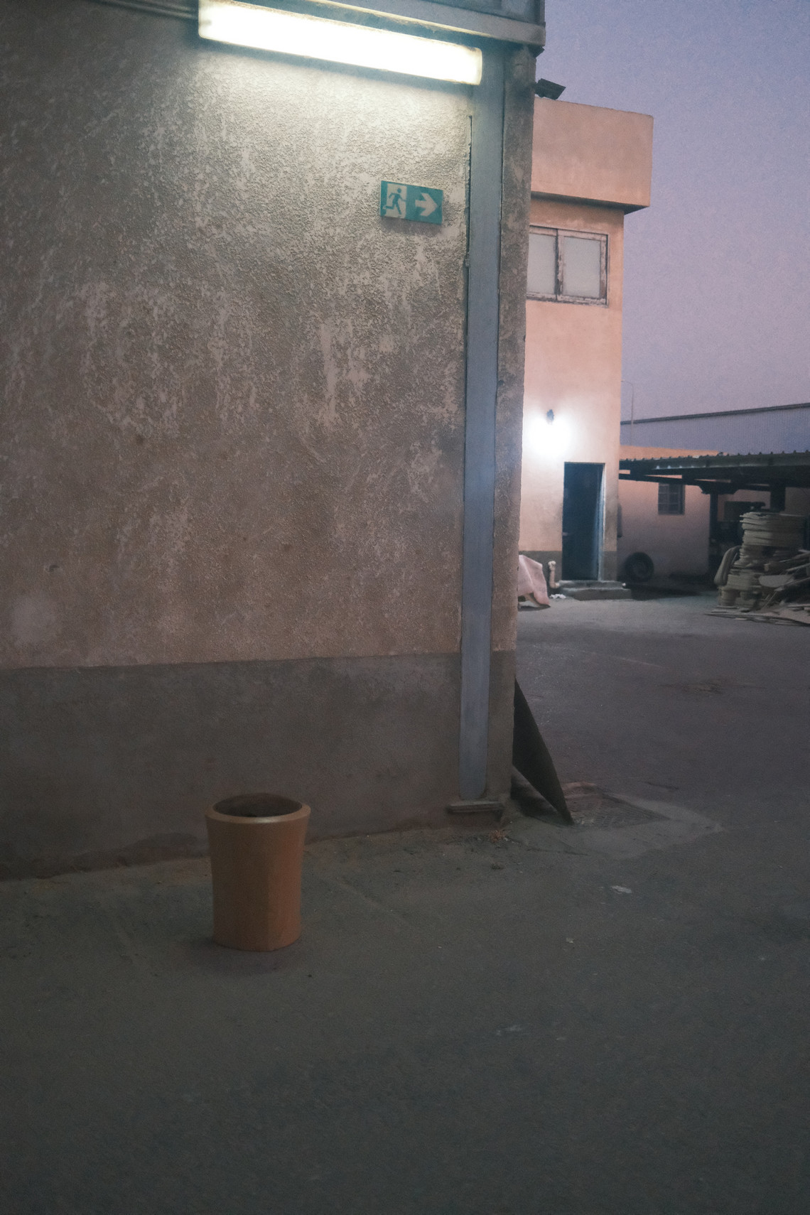 Wooden stool, outside setting
