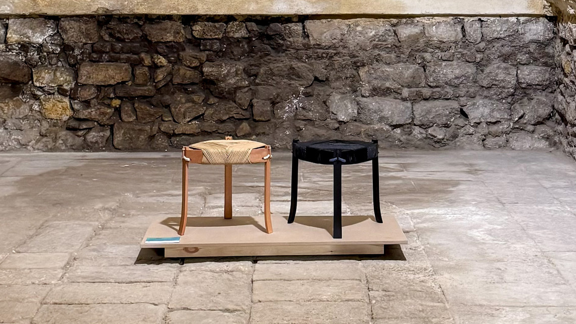 Two wooden stools