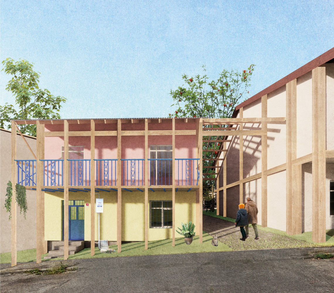 Visualisation, entrance to courtyard
