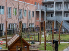 Shared courtyard in a large co-housing
