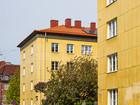 The housing association Solgården seen from the road