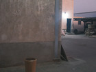 Wooden stool, outside setting