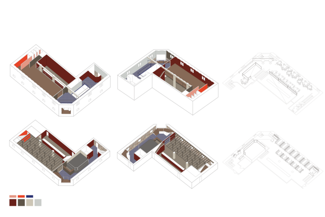 Axonometries + Furniture rearrangement Axonometries + Furniture rearrangement