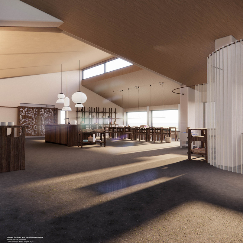Shared facilities and social workstations, CLAY.defined KA Jacobsen 2024