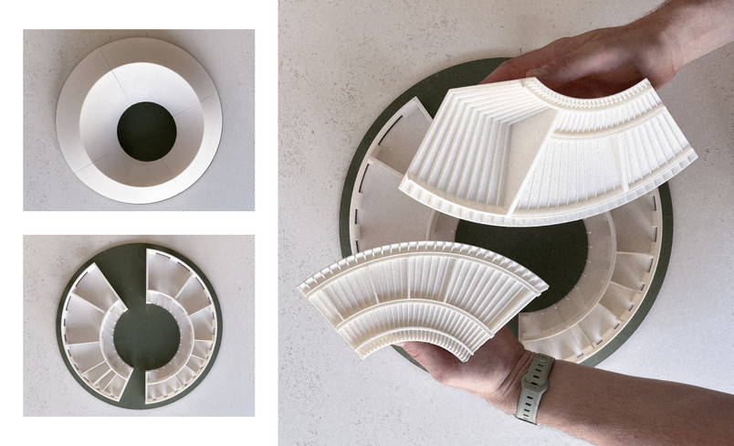 FOTOGRAFIER AV 1:100-MODELL MED FRAMTIDA PROJEKTFÖRLSAG AV LERHUSET.