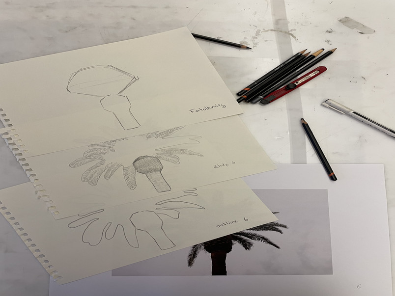 Picture of process and inspiration. Brainstorm-drawing.