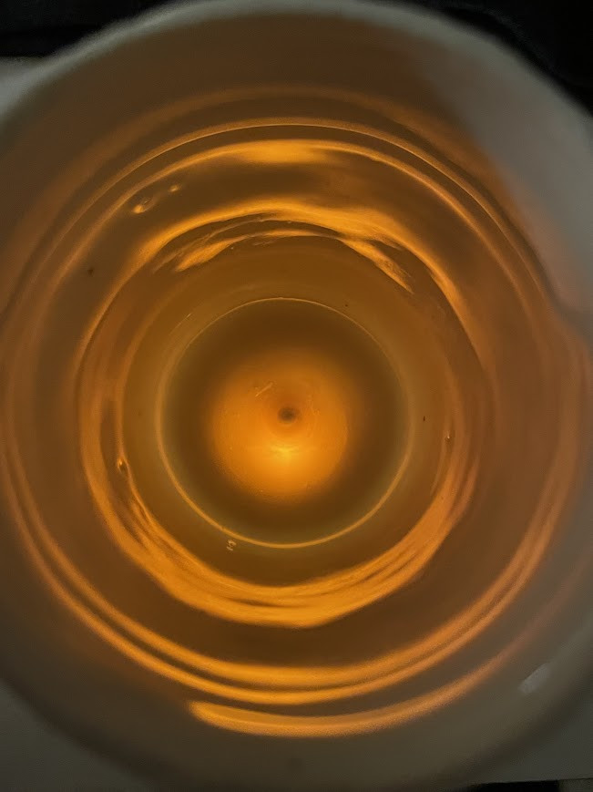 Here is the inside of a porcelain test, during a test of translucency.