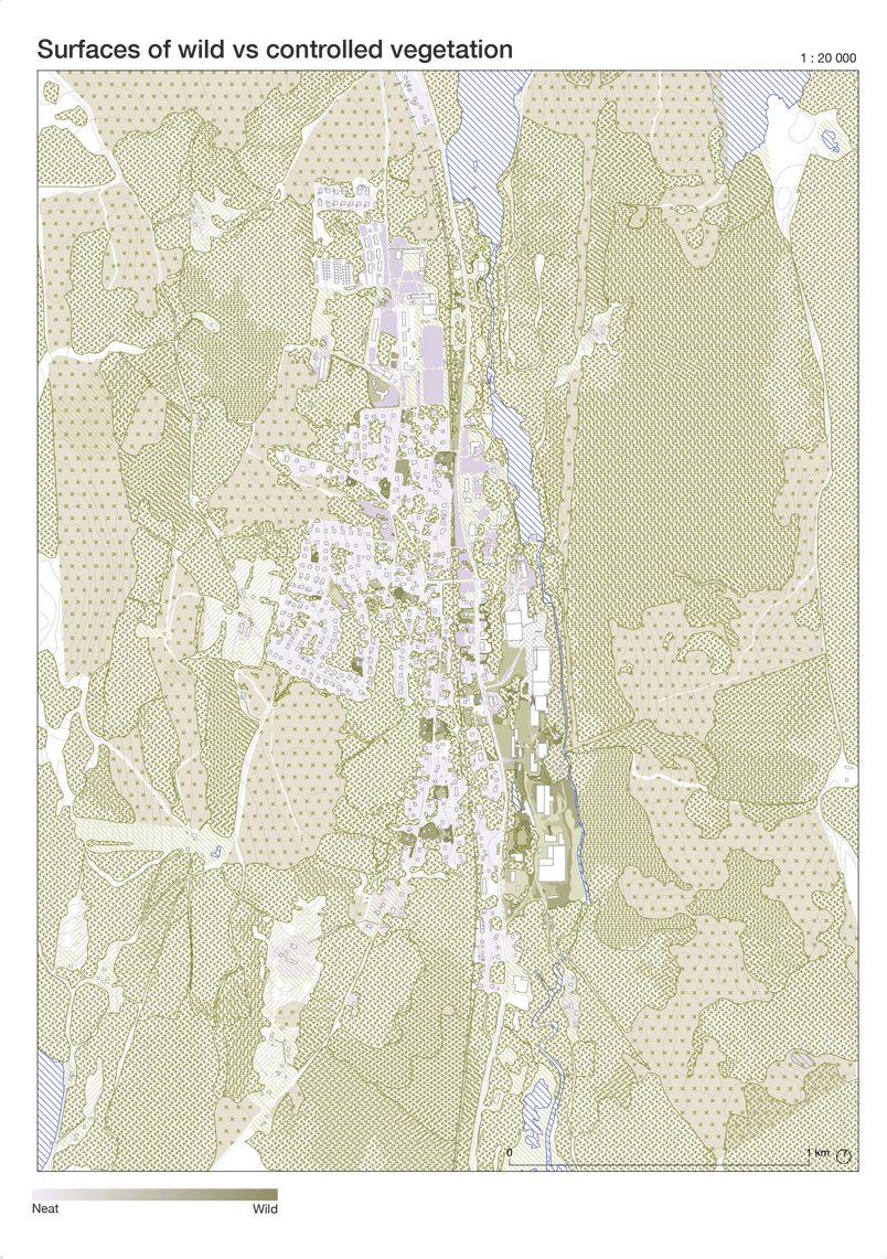 Surfaces of wild vs controlled vegetation