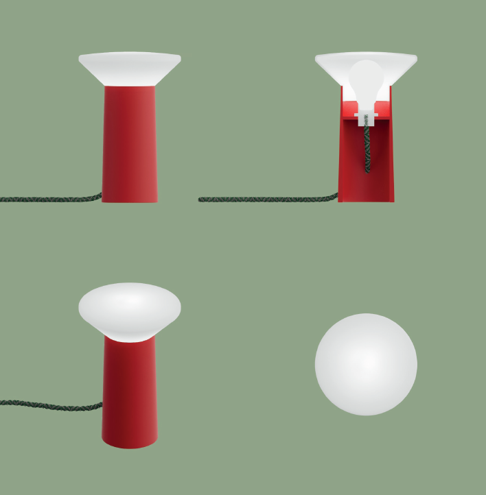 Rendering af bordlampen med ledning.