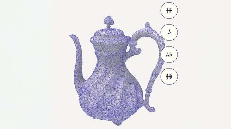 wireframe of the scanned tea pot