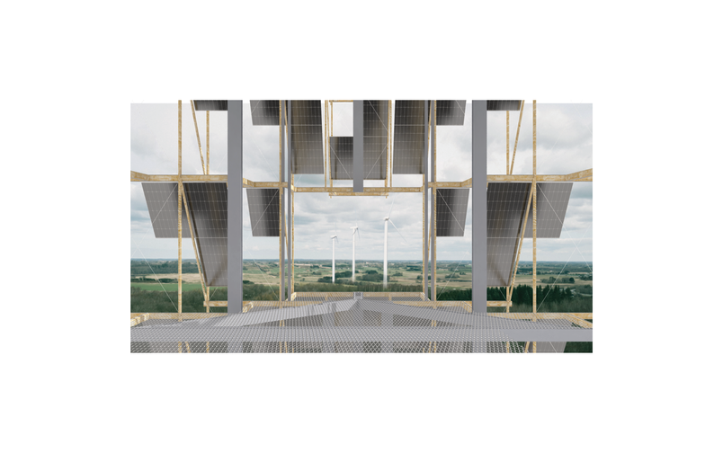 View from the tower toward the landscape and the turbines