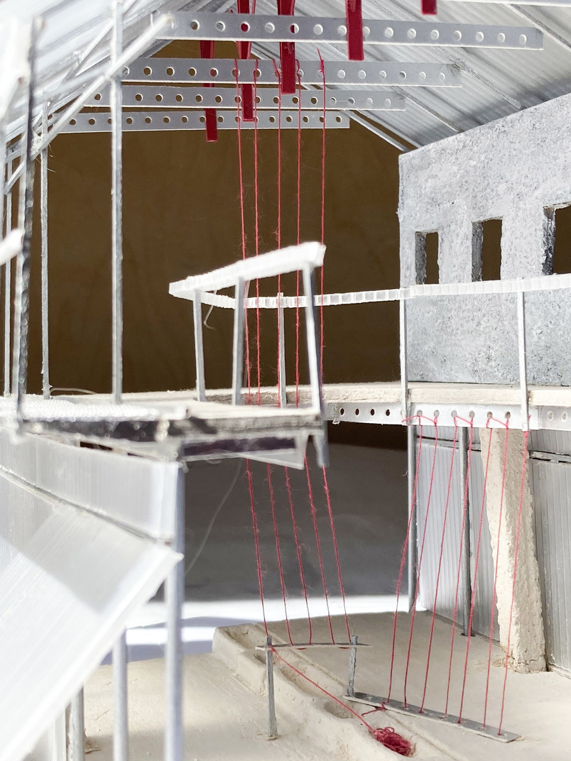 1:50 model: double-height weaver's house
