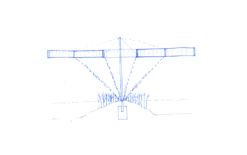 Sketch of canopy structure standing on a vegetated island
