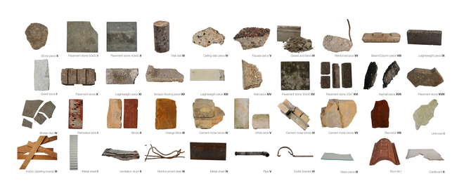 Materials we sourced from our 3 different case studies. Material map