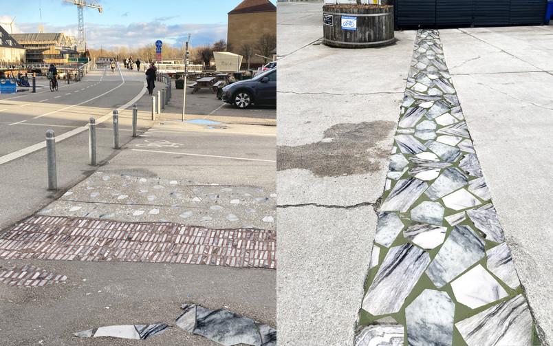 Terrazzo reparing the holes