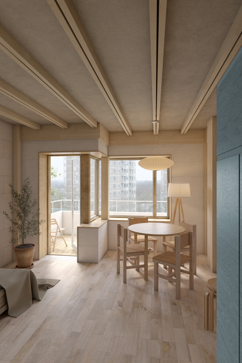 Visualisering, lejlighed på 28m²