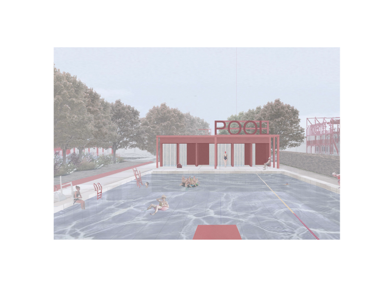 A collage showing the new pool