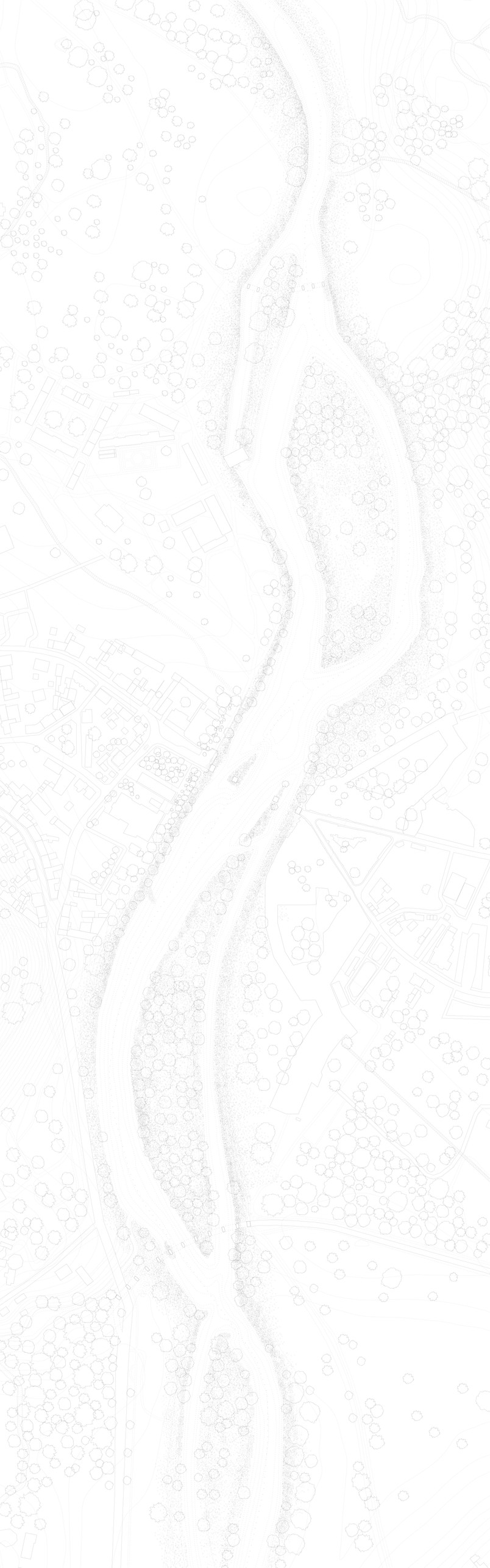 Situationsplan af tvillingebyernes nye flodstrækning, 1:1000