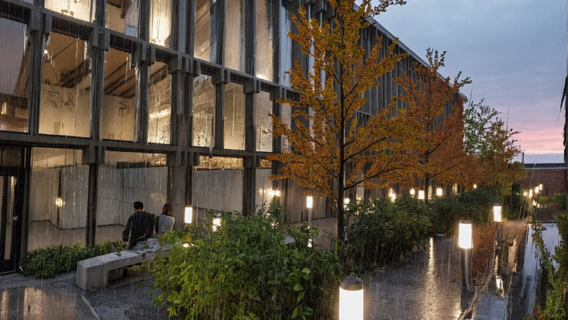 courtyard in rain 