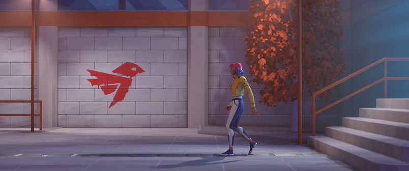 Woman walking down stairs
