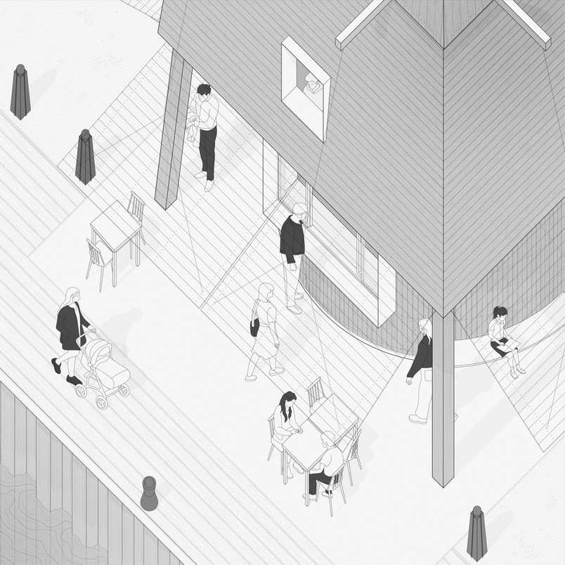 Axonometric drawing: Båken