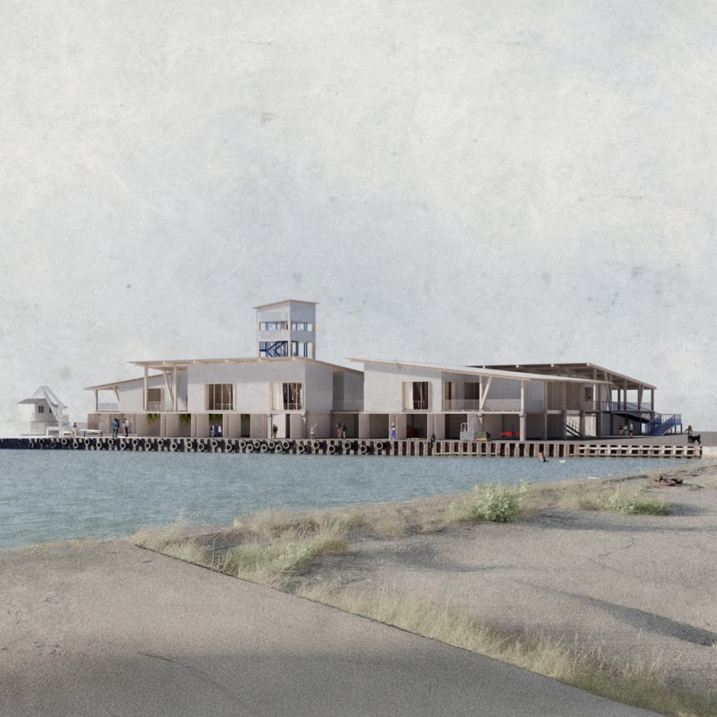 Projektet set fra færgehavnen 