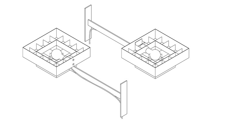 Tegning af lampe fra Kirunas tidligere stadshus Igloo
