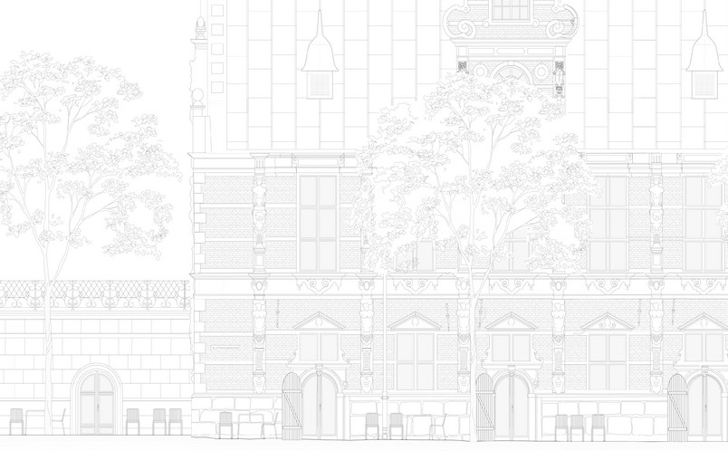 Opstalt 1:50 – facade mod Slotsholmsgade, udsnit
