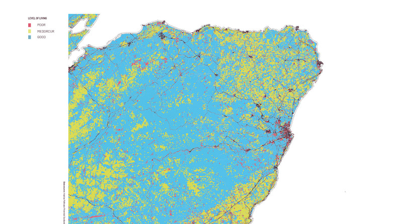 Habitation quality for pollinators related to the density of urbanization in Aberdeenshire