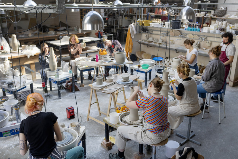 Students in ceramic workshop