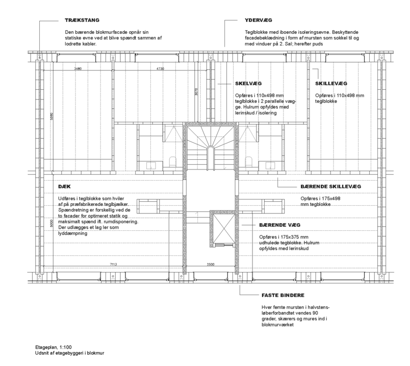 Floorplan block masonry and ceramic deck-construction in 5 stories