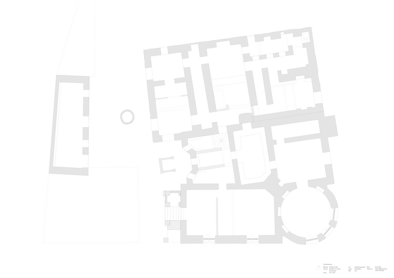 1:50 basement plan, Measured drawing