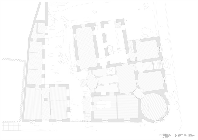 1:50 ground floor plan, Measured drawing